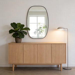 English Elm 30x48 Matte Metal Framed Oblong Wall Mirror with Hd Glass for Bathroom or Entryway Black W2203P480047