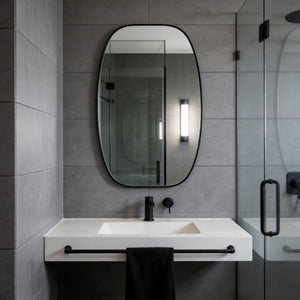 English Elm 30x48 Matte Metal Framed Oblong Wall Mirror with Hd Glass for Bathroom or Entryway Black W2203P480047