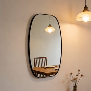 English Elm 30x48 Matte Metal Framed Oblong Wall Mirror with Hd Glass for Bathroom or Entryway Black W2203P480047