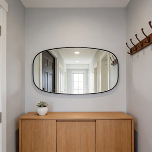 English Elm 30x48 Matte Metal Framed Oblong Wall Mirror with Hd Glass for Bathroom or Entryway Black W2203P480047