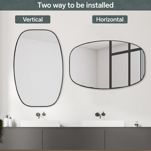 English Elm 30x48 Matte Metal Framed Oblong Wall Mirror with Hd Glass for Bathroom or Entryway Black W2203P480047