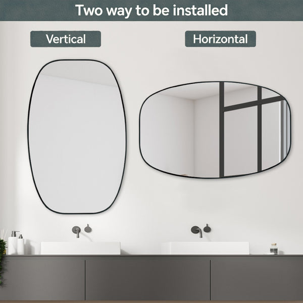 English Elm 30x48 Matte Metal Framed Oblong Wall Mirror with Hd Glass for Bathroom or Entryway Black W2203P480047