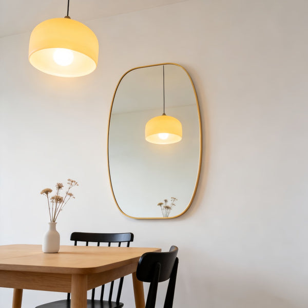 English Elm 30x48 Matte Metal Framed Oblong Wall Mirror with Hd Glass for Bathroom or Entryway Gold W2203P480048