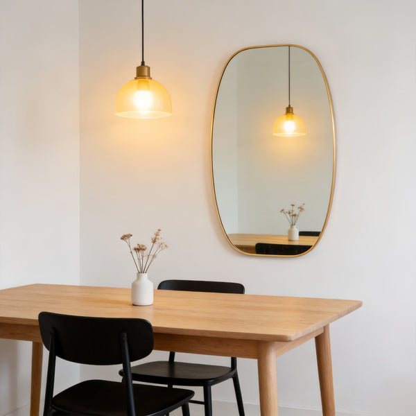 English Elm 30x48 Matte Metal Framed Oblong Wall Mirror with Hd Glass for Bathroom or Entryway Gold W2203P480048