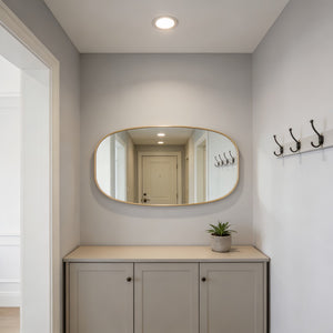 English Elm 30x48 Matte Metal Framed Oblong Wall Mirror with Hd Glass for Bathroom or Entryway Gold W2203P480048