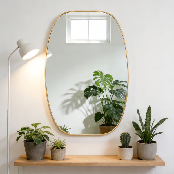 English Elm 30x48 Matte Metal Framed Oblong Wall Mirror with Hd Glass for Bathroom or Entryway Gold W2203P480048