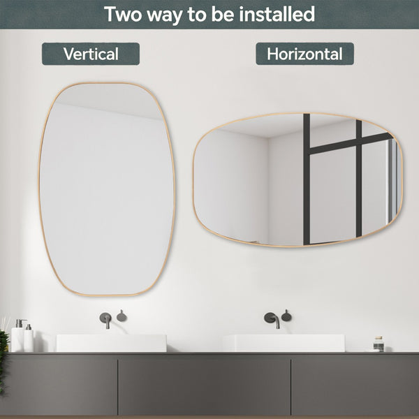 English Elm 30x48 Matte Metal Framed Oblong Wall Mirror with Hd Glass for Bathroom or Entryway Gold W2203P480048
