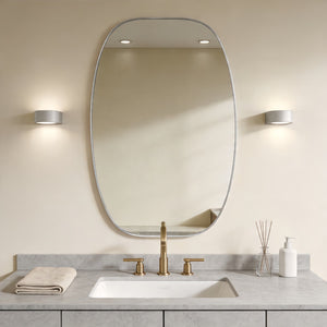 English Elm 30x48 Matte Metal Framed Oblong Wall Mirror with Hd Glass for Bathroom or Entryway Silver W2203P480058