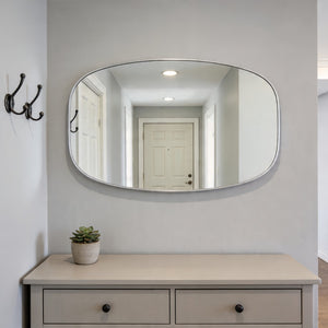 English Elm 30x48 Matte Metal Framed Oblong Wall Mirror with Hd Glass for Bathroom or Entryway Silver W2203P480058
