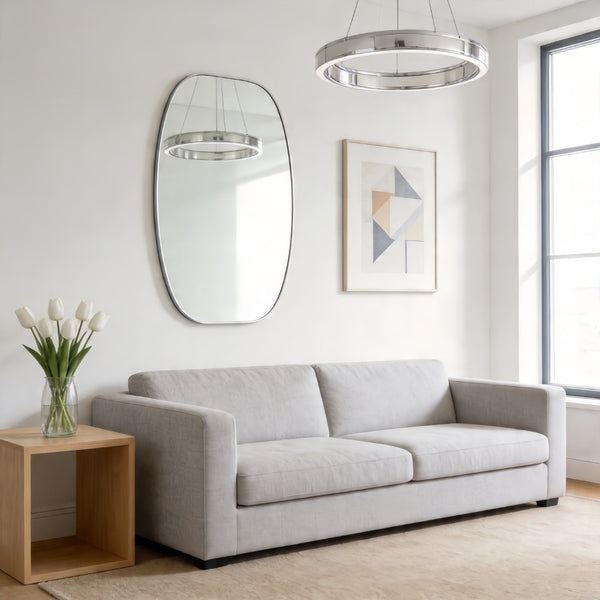English Elm 30x48 Matte Metal Framed Oblong Wall Mirror with Hd Glass for Bathroom or Entryway Silver W2203P480058
