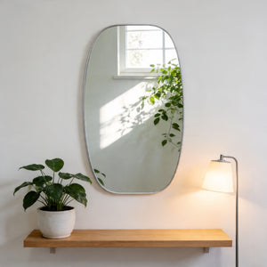 English Elm 30x48 Matte Metal Framed Oblong Wall Mirror with Hd Glass for Bathroom or Entryway Silver W2203P480058