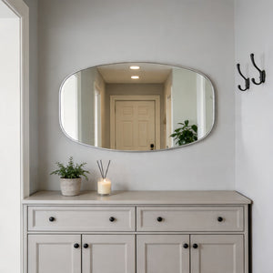 English Elm 30x48 Matte Metal Framed Oblong Wall Mirror with Hd Glass for Bathroom or Entryway Silver W2203P480058