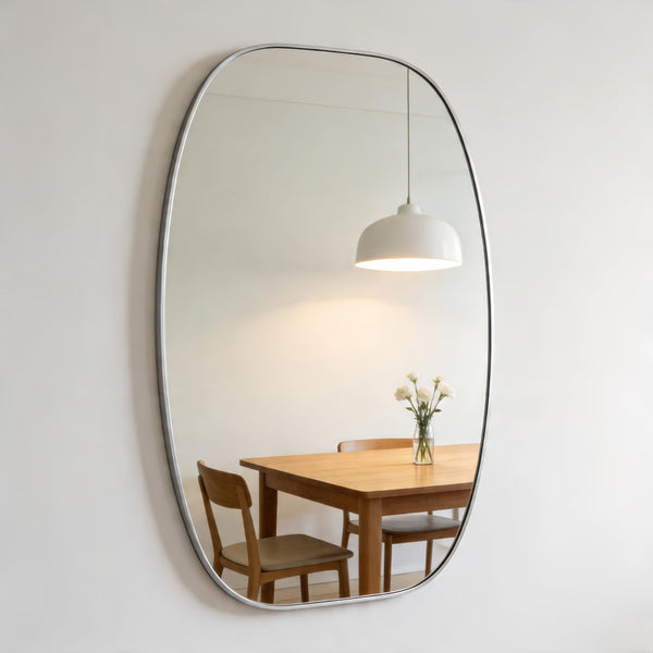 English Elm 30x48 Matte Metal Framed Oblong Wall Mirror with Hd Glass for Bathroom or Entryway Silver W2203P480058