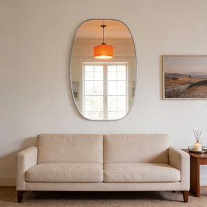English Elm 30x48 Matte Metal Framed Oblong Wall Mirror with Hd Glass for Bathroom or Entryway Silver W2203P480058