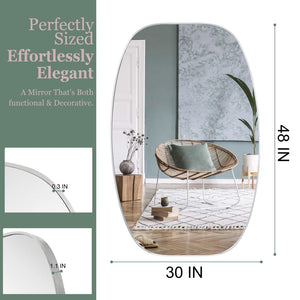 English Elm 30x48 Matte Metal Framed Oblong Wall Mirror with Hd Glass for Bathroom or Entryway Silver W2203P480058