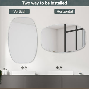 English Elm 30x48 Matte Metal Framed Oblong Wall Mirror with Hd Glass for Bathroom or Entryway Silver W2203P480058