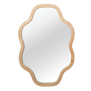 English Elm Natural Solid Wood Cloud Silhouette Wall Mirror Rustic Farmhouse Bohemian Accent Piece Natural Wood W2203P523308