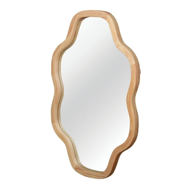 English Elm Natural Solid Wood Cloud Silhouette Wall Mirror Rustic Farmhouse Bohemian Accent Piece Natural Wood W2203P523308