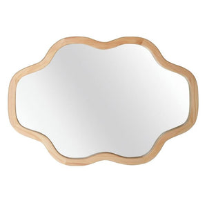 English Elm Natural Solid Wood Cloud Silhouette Wall Mirror Rustic Farmhouse Bohemian Accent Piece Natural Wood W2203P523308