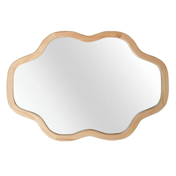 English Elm Natural Solid Wood Cloud Silhouette Wall Mirror Rustic Farmhouse Bohemian Accent Piece Natural Wood W2203P523308