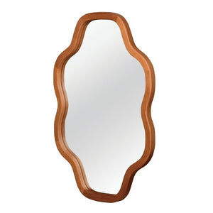 English Elm Natural Solid Wood Cloud Silhouette Wall Mirror Rustic Farmhouse Bohemian Accent Piece Yellowish-Brown W2203P523316