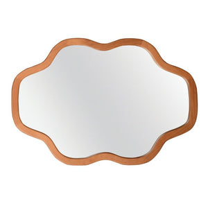 English Elm Natural Solid Wood Cloud Silhouette Wall Mirror Rustic Farmhouse Bohemian Accent Piece Yellowish-Brown W2203P523316