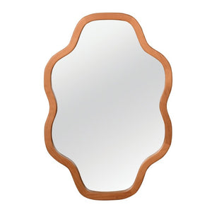 English Elm Natural Solid Wood Cloud Silhouette Wall Mirror Rustic Farmhouse Bohemian Accent Piece Yellowish-Brown W2203P523316