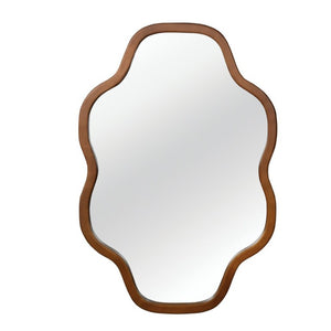 English Elm Natural Solid Wood Cloud Silhouette Wall Mirror Rustic Farmhouse Bohemian Accent Piece Black + Dark Walnut W2203P523324