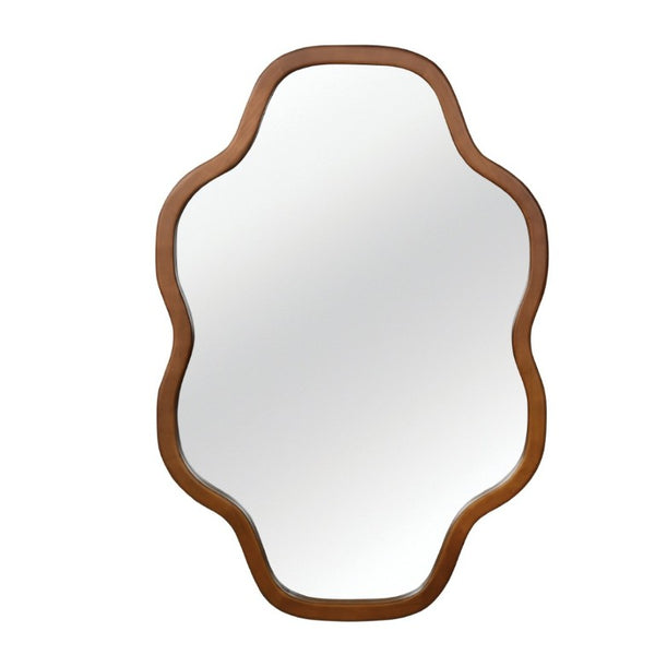 English Elm Natural Solid Wood Cloud Silhouette Wall Mirror Rustic Farmhouse Bohemian Accent Piece Black + Dark Walnut W2203P523324