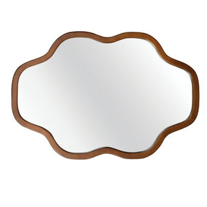 English Elm Natural Solid Wood Cloud Silhouette Wall Mirror Rustic Farmhouse Bohemian Accent Piece Black + Dark Walnut W2203P523324