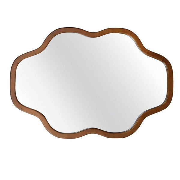 English Elm Natural Solid Wood Cloud Silhouette Wall Mirror Rustic Farmhouse Bohemian Accent Piece Black + Dark Walnut W2203P523324