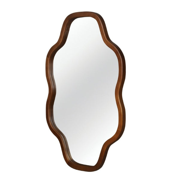 English Elm Natural Solid Wood Cloud Silhouette Wall Mirror Rustic Farmhouse Bohemian Accent Piece Black + Dark Walnut W2203P523324