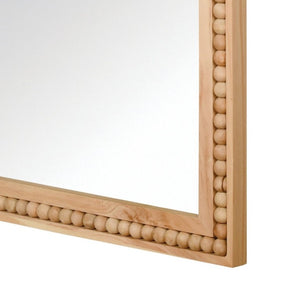 English Elm Natural Wood Arch Wall Mirror with Hand Carved Bead Frame for Farmhouse Entryway Natural Wood W2203P524896