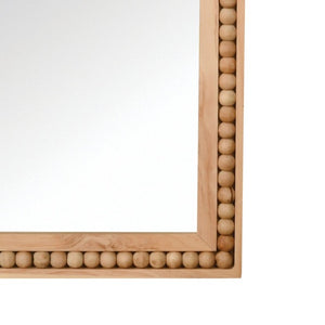 English Elm Natural Wood Arch Wall Mirror with Hand Carved Bead Frame for Farmhouse Entryway Natural Wood W2203P524896