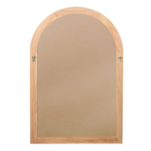 English Elm Natural Wood Arch Wall Mirror with Hand Carved Bead Frame for Farmhouse Entryway Natural Wood W2203P524896