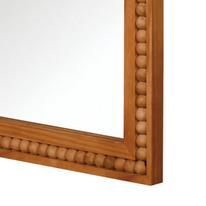 English Elm Natural Wood Arch Wall Mirror with Hand Carved Bead Frame for Farmhouse Entryway Yellowish-Brown W2203P524898