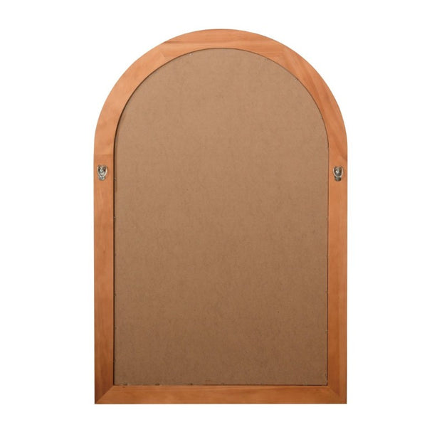 English Elm Natural Wood Arch Wall Mirror with Hand Carved Bead Frame for Farmhouse Entryway Yellowish-Brown W2203P524898