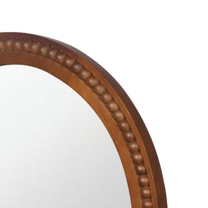English Elm Natural Wood Arch Wall Mirror with Hand Carved Bead Frame for Farmhouse Entryway Black + Dark Walnut W2203P524900