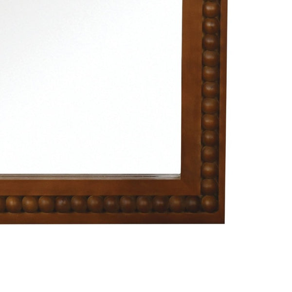 English Elm Natural Wood Arch Wall Mirror with Hand Carved Bead Frame for Farmhouse Entryway Black + Dark Walnut W2203P524900