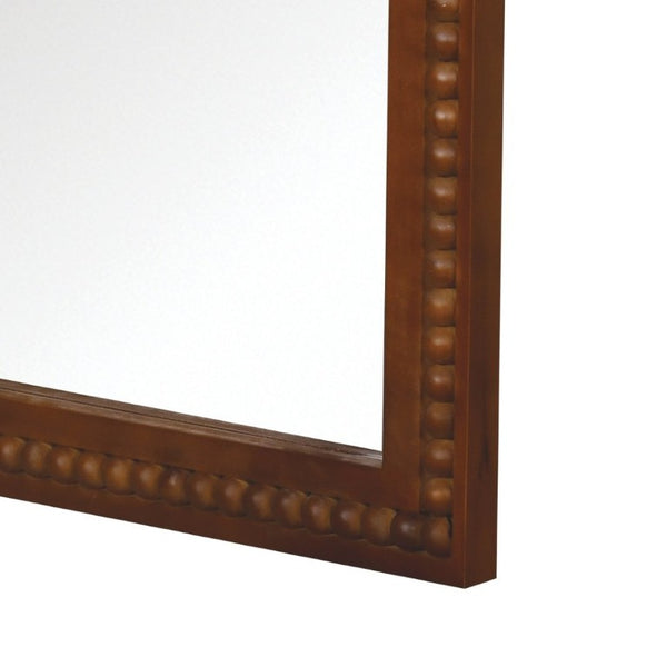 English Elm Natural Wood Arch Wall Mirror with Hand Carved Bead Frame for Farmhouse Entryway Black + Dark Walnut W2203P524900