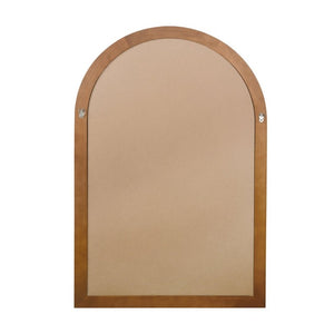 English Elm Natural Wood Arch Wall Mirror with Hand Carved Bead Frame for Farmhouse Entryway Black + Dark Walnut W2203P524900