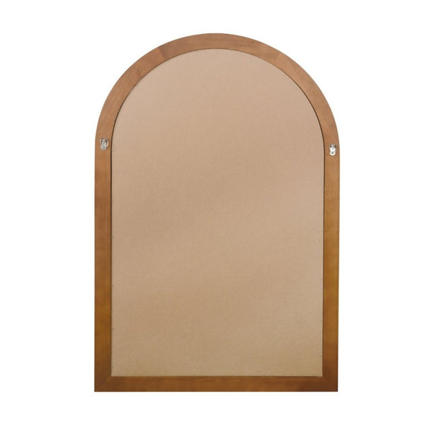English Elm Natural Wood Arch Wall Mirror with Hand Carved Bead Frame for Farmhouse Entryway Black + Dark Walnut W2203P524900