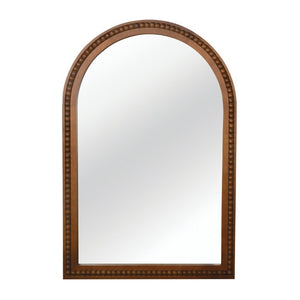 English Elm Natural Wood Arch Wall Mirror with Hand Carved Bead Frame for Farmhouse Entryway Black + Dark Walnut W2203P524900