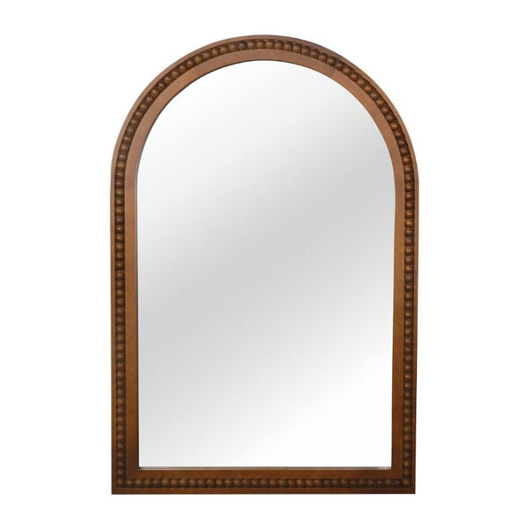 English Elm Natural Wood Arch Wall Mirror with Hand Carved Bead Frame for Farmhouse Entryway Black + Dark Walnut W2203P524900