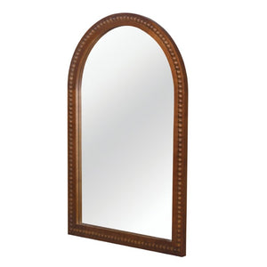 English Elm Natural Wood Arch Wall Mirror with Hand Carved Bead Frame for Farmhouse Entryway Black + Dark Walnut W2203P524900