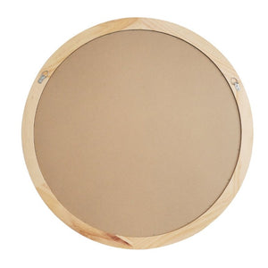 English Elm Natural Wood Beaded Round Wall Mirror Handcrafted Solid Frame Farmhouse Bathroom Entryway Natural Wood W2203P524927