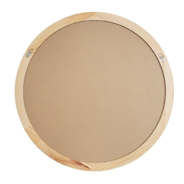 English Elm Natural Wood Beaded Round Wall Mirror Handcrafted Solid Frame Farmhouse Bathroom Entryway Natural Wood W2203P524927