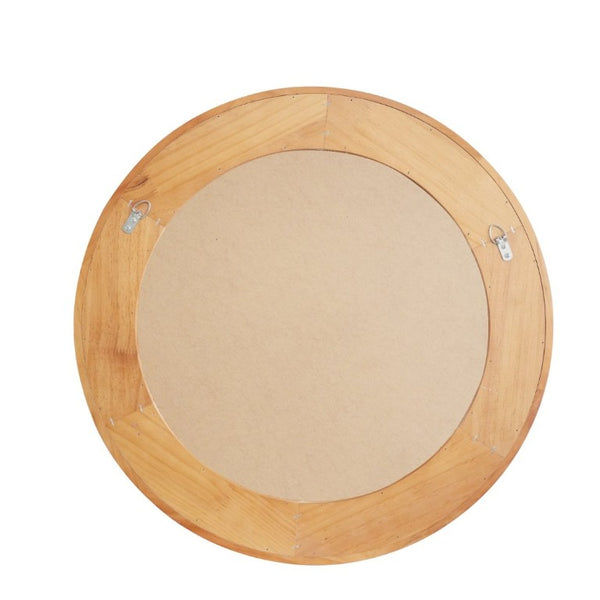 English Elm Yellowish Honey Rattan Round Wall Mirror Woven Solid Wood Frame Farmhouse Coastal Decor W2203P530879