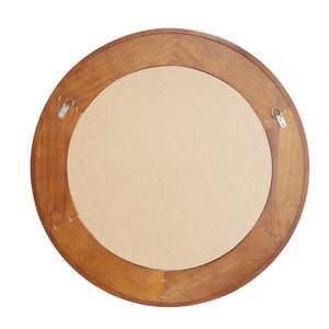 English Elm Black Walnut Rattan Woven Round Wall Mirror Solid Wood Farmhouse Entryway Accent W2203P530920