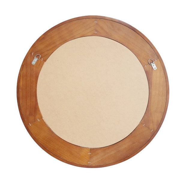 English Elm Black Walnut Rattan Woven Round Wall Mirror Solid Wood Farmhouse Entryway Accent W2203P530920